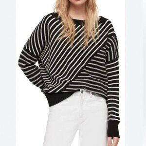 All Saints "Vani Jumper" black and white contrast striped sweater Size small